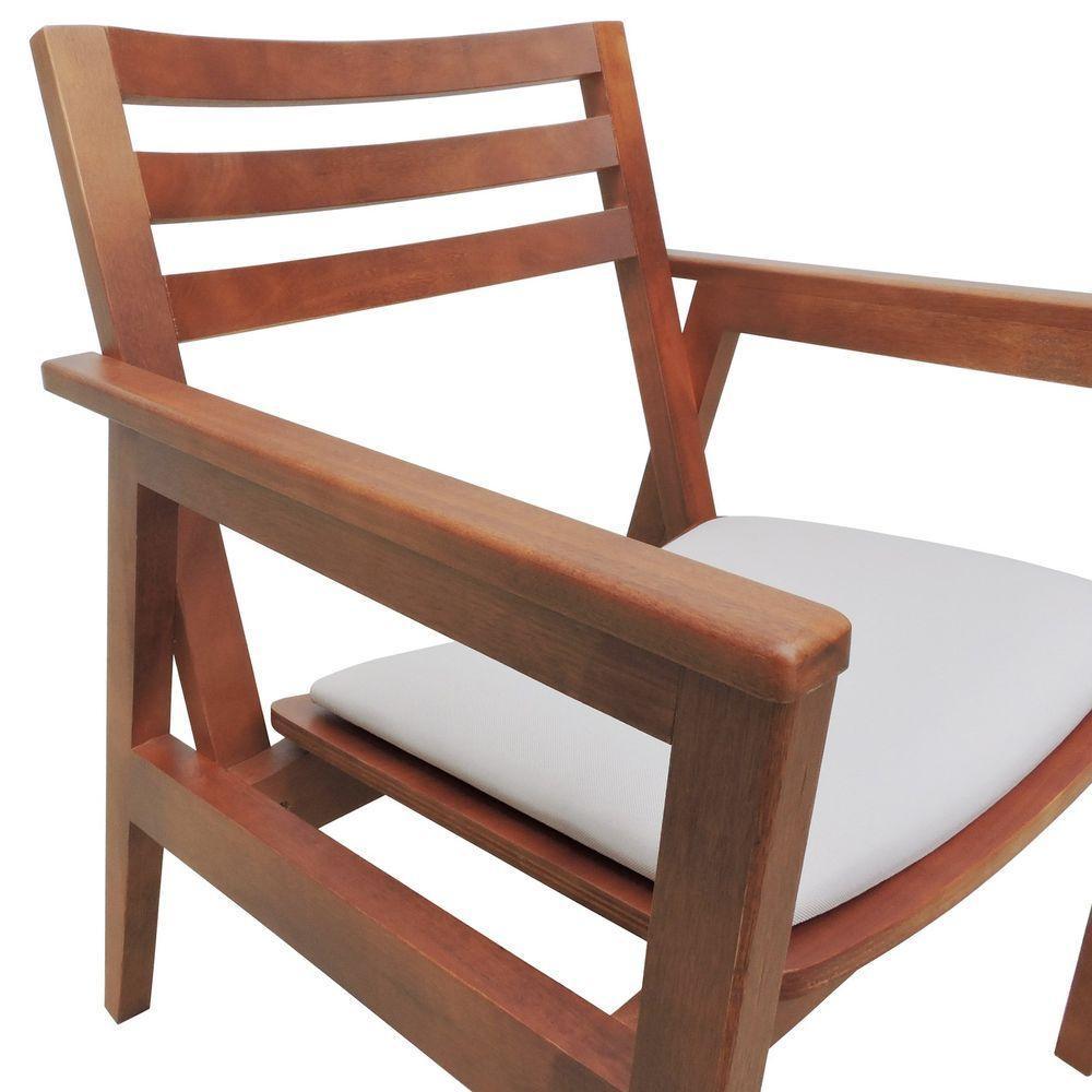 Poltrona Cairo Madeira Maciça Encosto Ripado Assento Anatômico - Amêndoa Estofado Linho Bege - 7