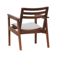 Poltrona Cairo Madeira Maciça Encosto Ripado Assento Anatômico - Amêndoa Estofado Linho Bege - 3