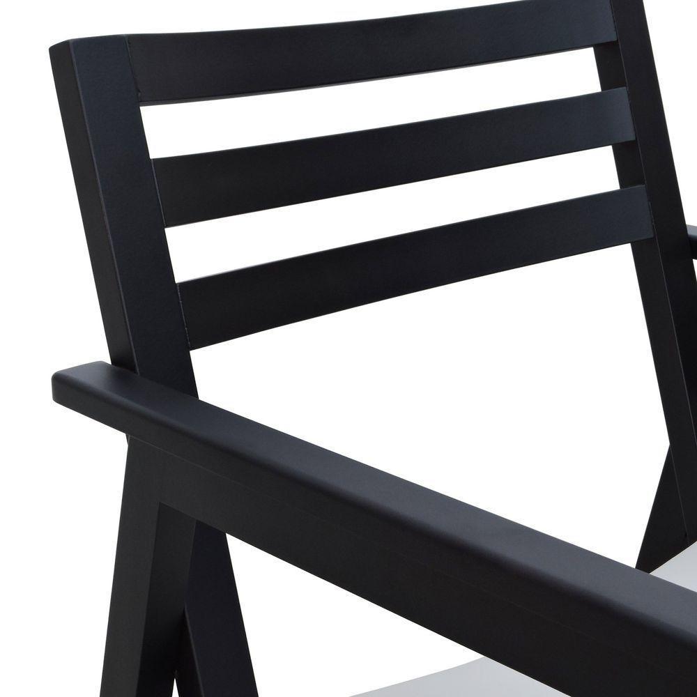 Poltrona Cairo Madeira Maciça Encosto Ripado Assento Anatômico - Preto Estofado Corano Bege - 4