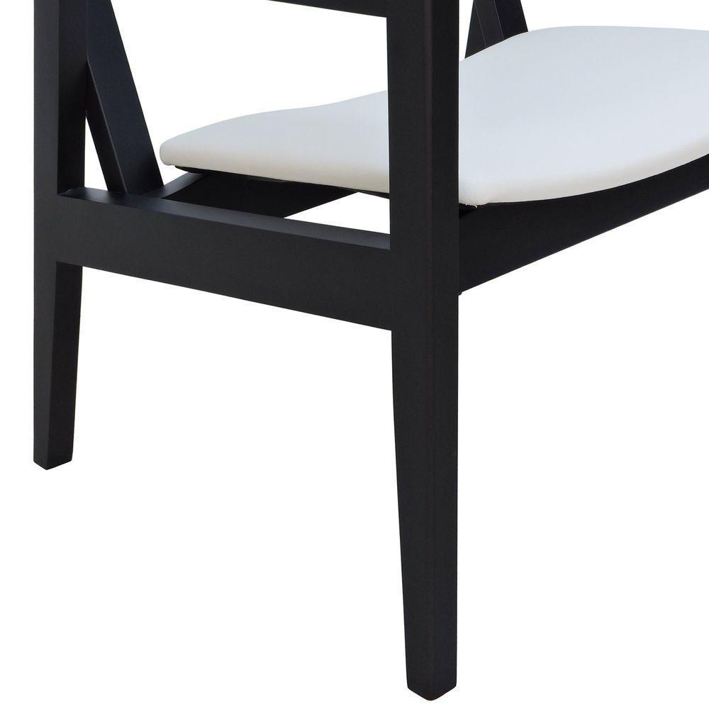 Poltrona Cairo Madeira Maciça Encosto Ripado Assento Anatômico - Preto Estofado Corano Bege - 7