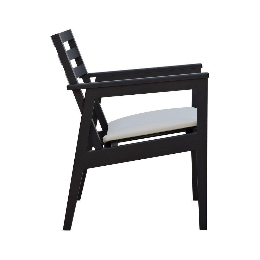 Poltrona Cairo Madeira Maciça Encosto Ripado Assento Anatômico - Preto Estofado Corano Bege - 8