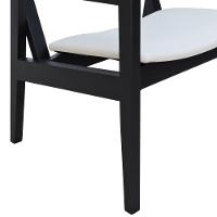 Poltrona Cairo Madeira Maciça Encosto Ripado Assento Anatômico - Preto Estofado Corano Bege - 7