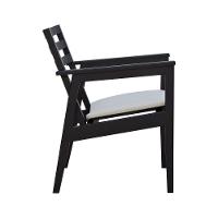 Poltrona Cairo Madeira Maciça Encosto Ripado Assento Anatômico - Preto Estofado Corano Bege - 8