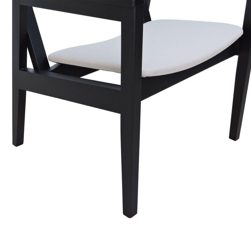 Poltrona Cairo Madeira Maciça Encosto Ripado Assento Anatômico - Preto Estofado Linho Bege - 5