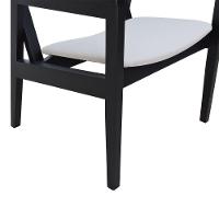 Poltrona Cairo Madeira Maciça Encosto Ripado Assento Anatômico - Preto Estofado Linho Bege - 5