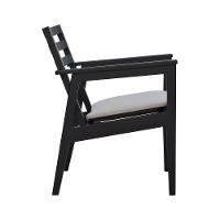 Poltrona Cairo Madeira Maciça Encosto Ripado Assento Anatômico - Preto Estofado Linho Bege - 8