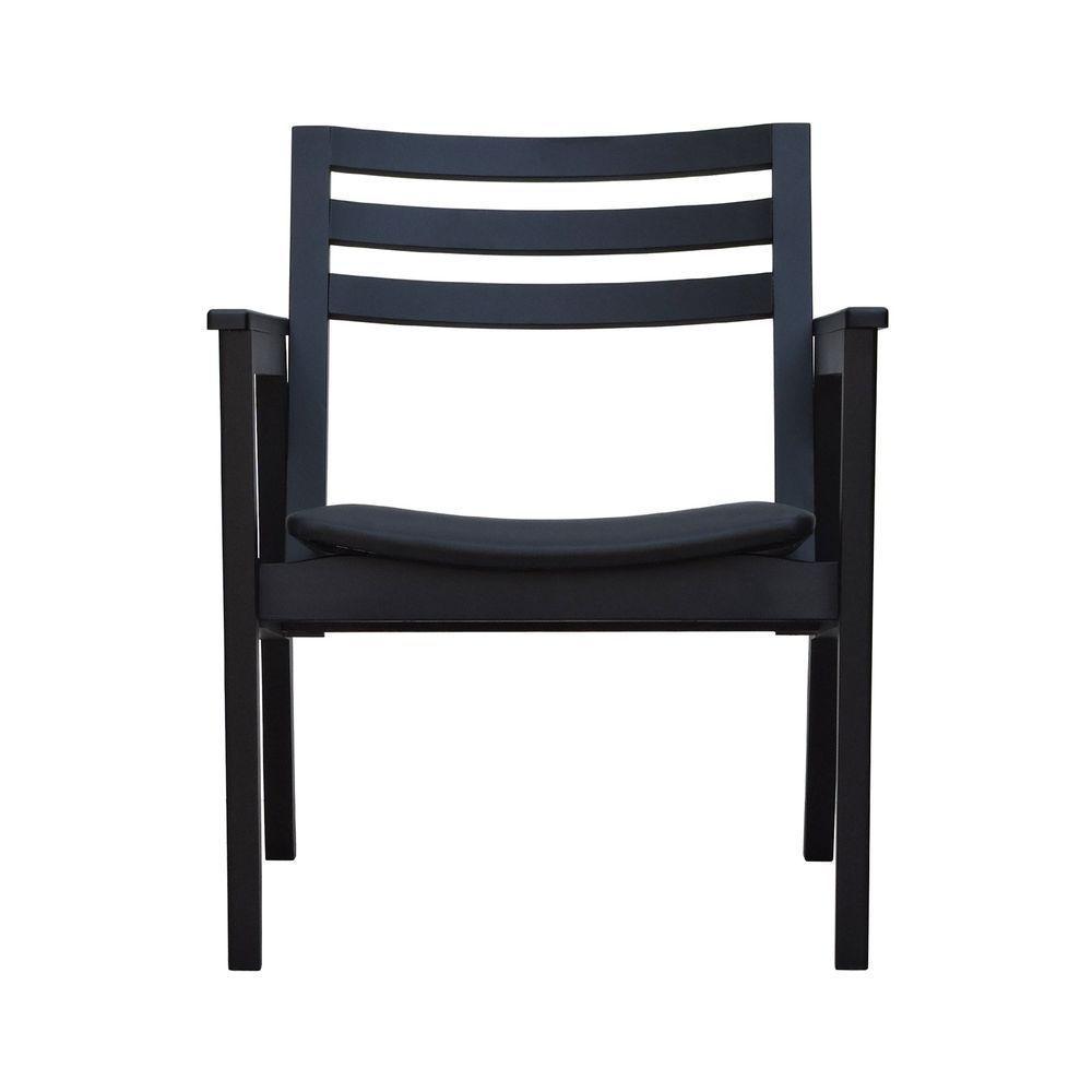 Poltrona Cairo Madeira Maciça Encosto Ripado Assento Anatômico - Preto Estofado Corano Preto - 2