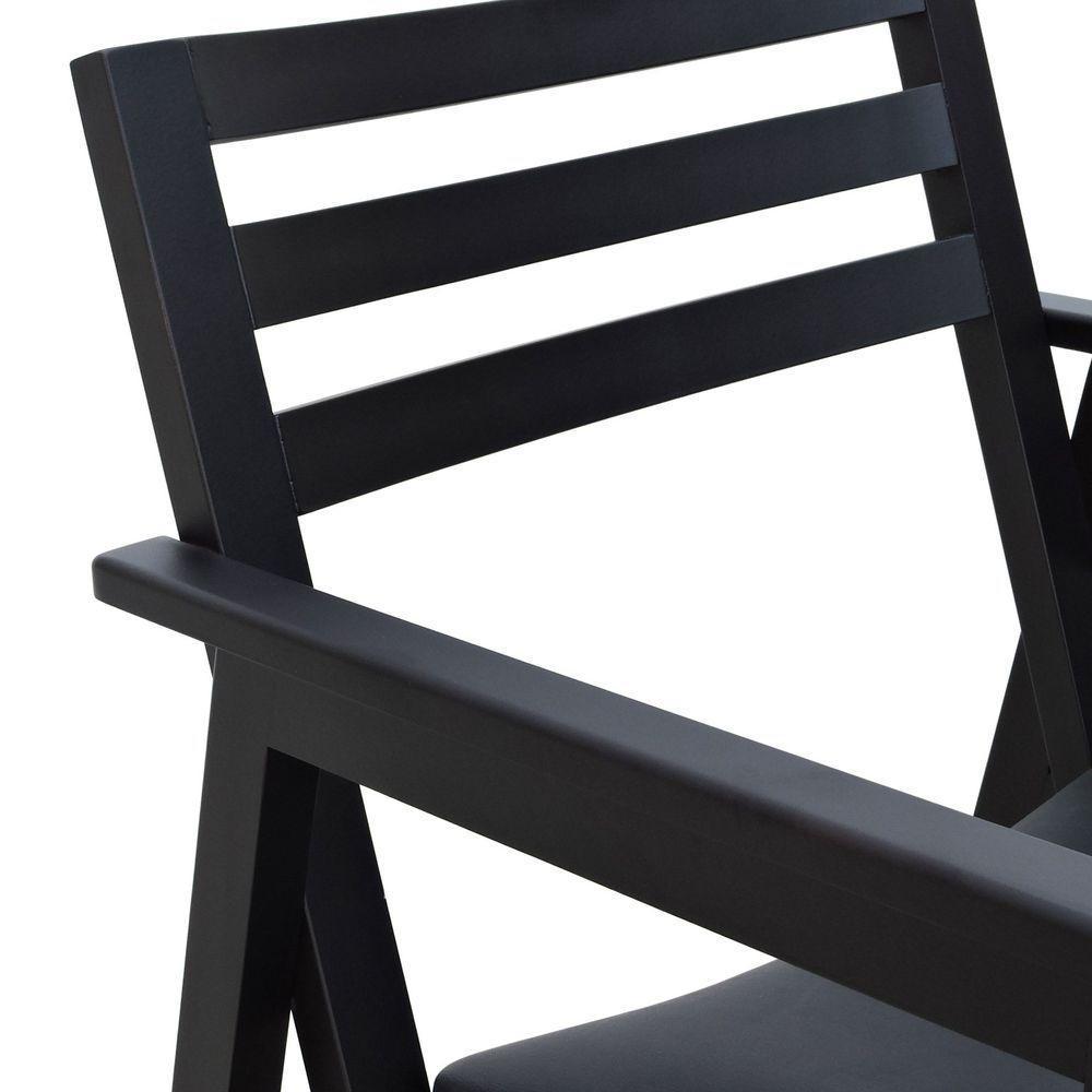 Poltrona Cairo Madeira Maciça Encosto Ripado Assento Anatômico - Preto Estofado Corano Preto - 5