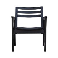 Poltrona Cairo Madeira Maciça Encosto Ripado Assento Anatômico - Preto Estofado Corano Preto - 2