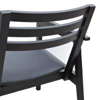 Poltrona Cairo Madeira Maciça Encosto Ripado Assento Anatômico - Preto Estofado Corano Preto - 3