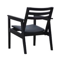 Poltrona Cairo Madeira Maciça Encosto Ripado Assento Anatômico - Preto Estofado Corano Preto