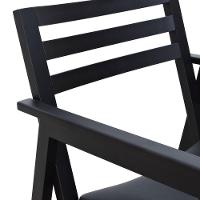 Poltrona Cairo Madeira Maciça Encosto Ripado Assento Anatômico - Preto Estofado Corano Preto - 5