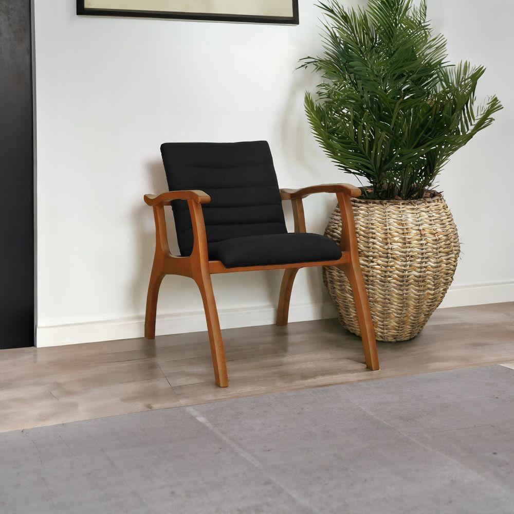 Poltrona Cancun Estrutura Madeira Maciça Encosto E Assento Anatômico Assento Estofado Linho Preto Textura - 6