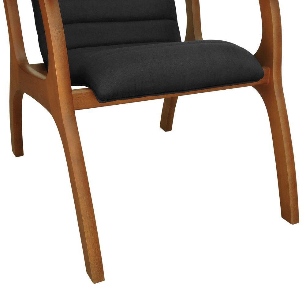 Poltrona Cancun Estrutura Madeira Maciça Encosto E Assento Anatômico Assento Estofado Linho Preto Textura - 10