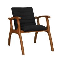 Poltrona Cancun Estrutura Madeira Maciça Encosto E Assento Anatômico Assento Estofado Linho Preto Textura - 1