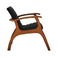 Poltrona Cancun Estrutura Madeira Maciça Encosto E Assento Anatômico Assento Estofado Linho Preto Textura - 2