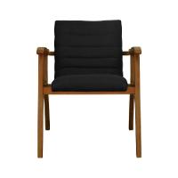 Poltrona Cancun Estrutura Madeira Maciça Encosto E Assento Anatômico Assento Estofado Linho Preto Textura