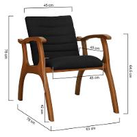 Poltrona Cancun Estrutura Madeira Maciça Encosto E Assento Anatômico Assento Estofado Linho Preto Textura - 7