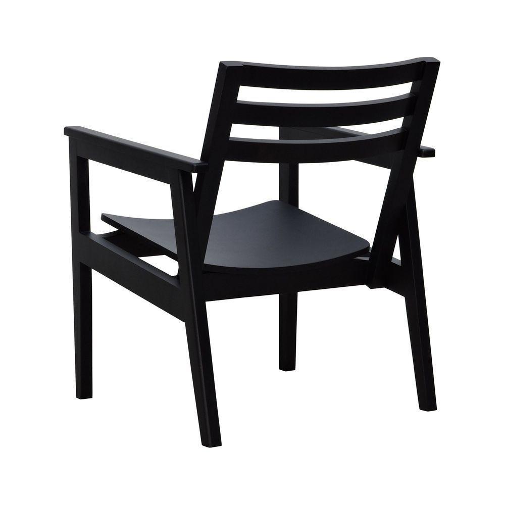 Poltrona Cairo Madeira Maciça Encosto Ripado Assento Anatômico - Preto Madeira - 3