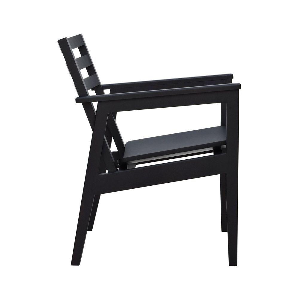 Poltrona Cairo Madeira Maciça Encosto Ripado Assento Anatômico - Preto Madeira - 4