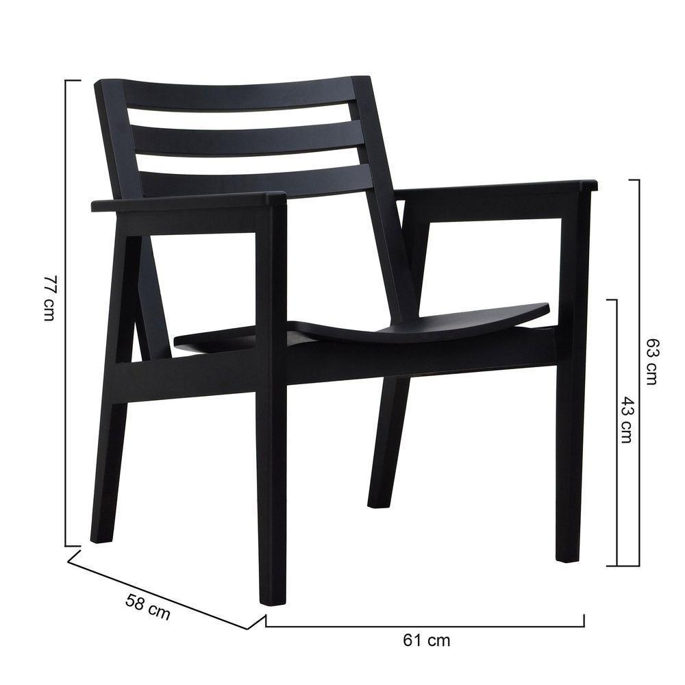 Poltrona Cairo Madeira Maciça Encosto Ripado Assento Anatômico - Preto Madeira - 5