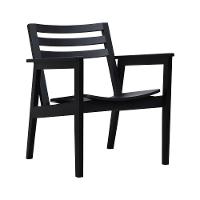 Poltrona Cairo Madeira Maciça Encosto Ripado Assento Anatômico - Preto Madeira - 1