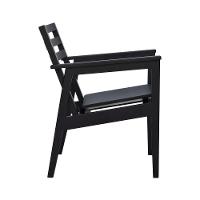 Poltrona Cairo Madeira Maciça Encosto Ripado Assento Anatômico - Preto Madeira