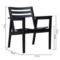 Poltrona Cairo Madeira Maciça Encosto Ripado Assento Anatômico - Preto Madeira - 5