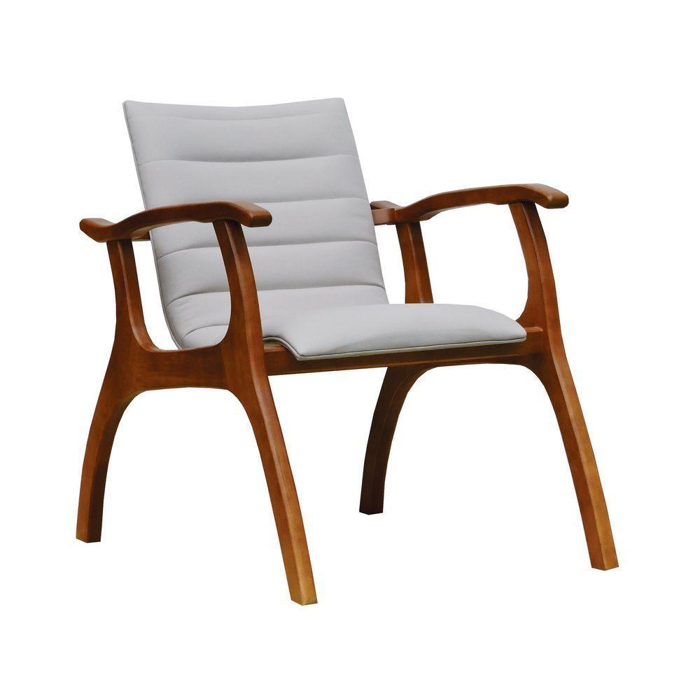 Poltrona Cancun Estrutura Madeira Maciça Encosto E Assento Anatômico Amêndoa/bege - 1