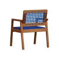 Poltrona Garden Madeira Maciça Assento Estofado Encosto Trançado Corda - Natural Acquablock Azul - 2