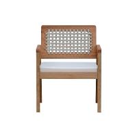 Poltrona Garden Madeira Maciça Assento Estofado Encosto Trançado Corda - Natural Acquablock Bege - 2