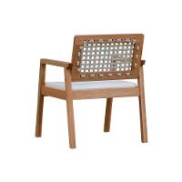 Poltrona Garden Madeira Maciça Assento Estofado Encosto Trançado Corda - Natural Acquablock Bege - 3