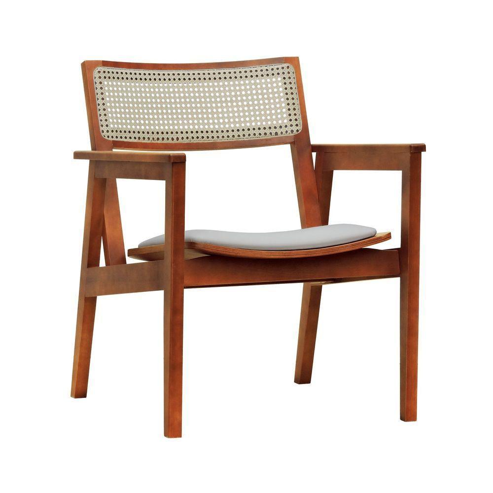 Poltrona Gusty Com Encosto Telinha Assento Anatômico - Amêndoa Estofado Corano Bege - 1