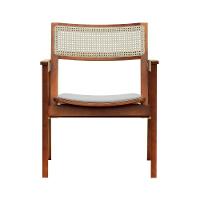 Poltrona Gusty Com Encosto Telinha Assento Anatômico - Amêndoa Estofado Corano Bege - 2