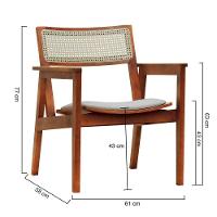 Poltrona Gusty Com Encosto Telinha Assento Anatômico - Amêndoa Estofado Corano Bege - 5