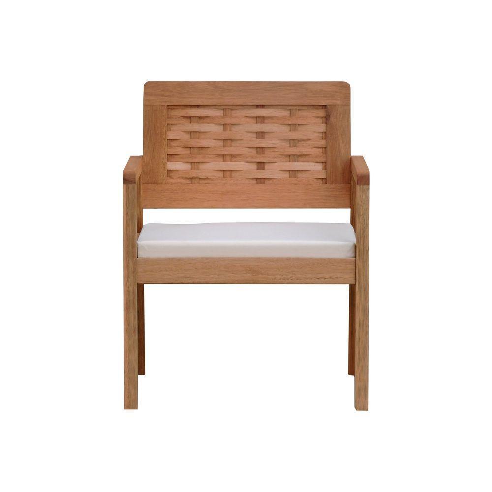 Poltrona Garden Madeira Maciça Assento Estofado Encosto Trançado Madeira - Natural Acquablock Bege - 6