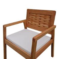 Poltrona Garden Madeira Maciça Assento Estofado Encosto Trançado Madeira - Natural Acquablock Bege - 2