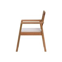 Poltrona Garden Madeira Maciça Assento Estofado Encosto Trançado Madeira - Natural Acquablock Bege - 3