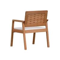 Poltrona Garden Madeira Maciça Assento Estofado Encosto Trançado Madeira - Natural Acquablock Bege - 5