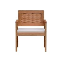 Poltrona Garden Madeira Maciça Assento Estofado Encosto Trançado Madeira - Natural Acquablock Bege - 6