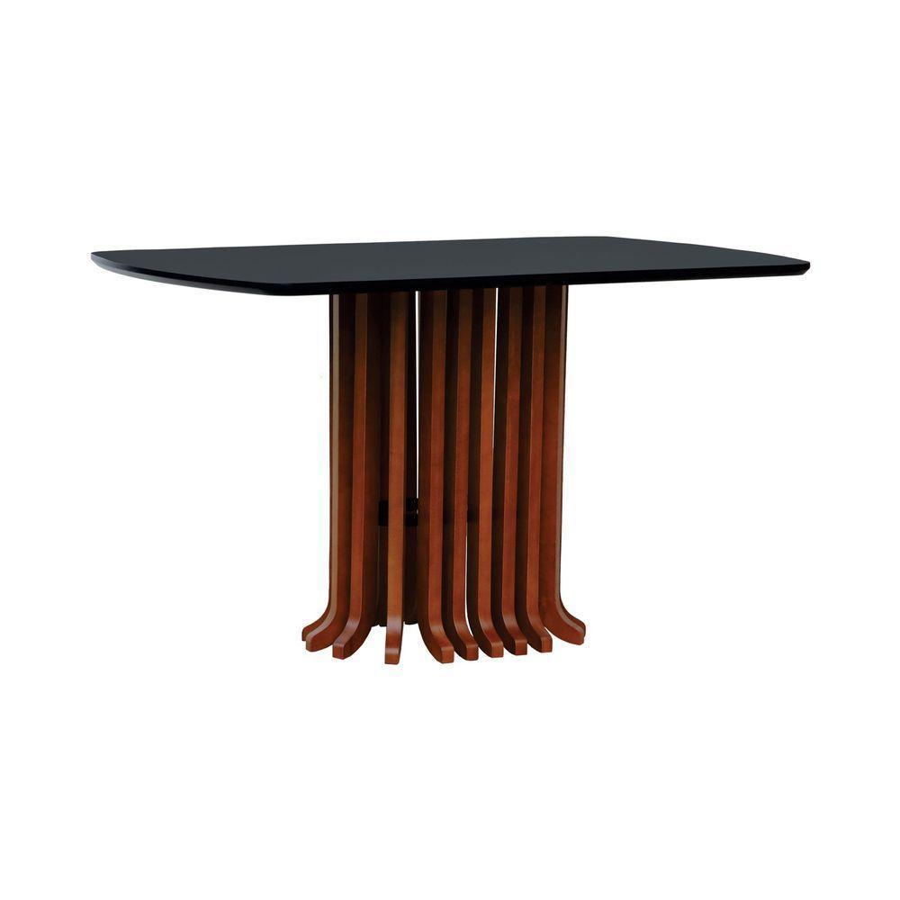 Mesa De Jantar Denver Tampo Retangular 136x80cm Amêndoa-preto - 1