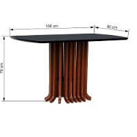 Mesa De Jantar Denver Tampo Retangular 136x80cm Amêndoa-preto - 5