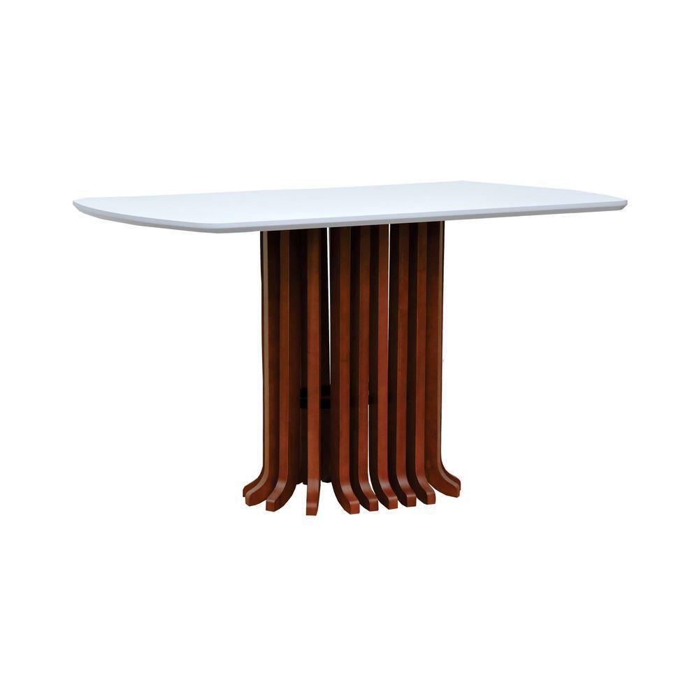 Mesa De Jantar Denver Tampo Retangular 136x80cm Amêndoa-branco - 1