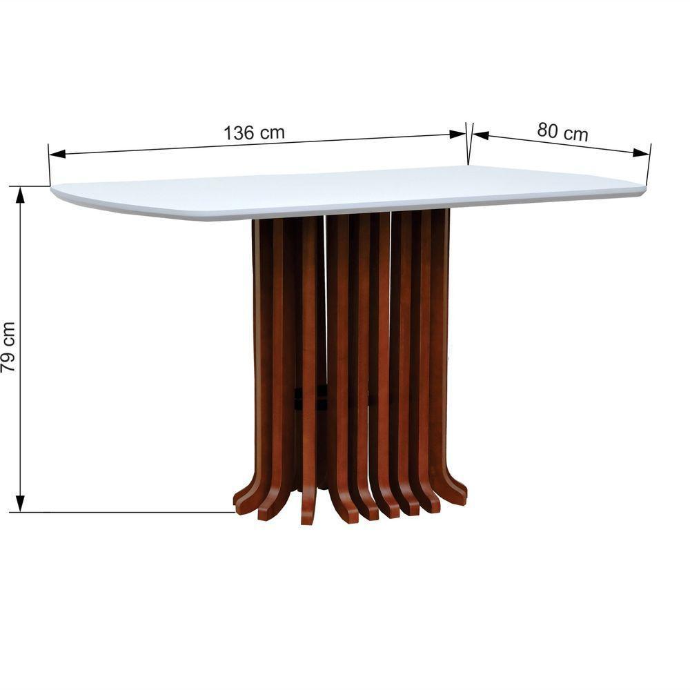 Mesa De Jantar Denver Tampo Retangular 136x80cm Amêndoa-branco - 2