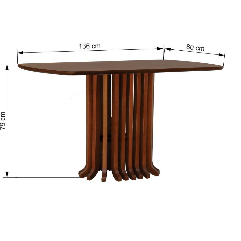 Mesa De Jantar Denver Tampo Retangular 136x80cm Amêndoa - 4