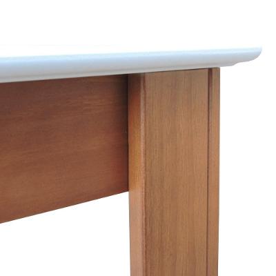 Mesa De Jantar Lyon Pés Madeira Maciça Tampo Mdf Laqueado 135x70 - Amêndoa Branco