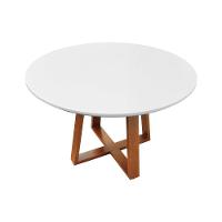 Mesa De Jantar Madri Madeira Maciça - Amêndoa Tampo ø150 Laqueado Branco - 5