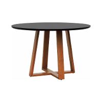 Mesa De Jantar Madri Madeira Maciça - Amêndoa Tampo ø150 Laqueado Preto - 1