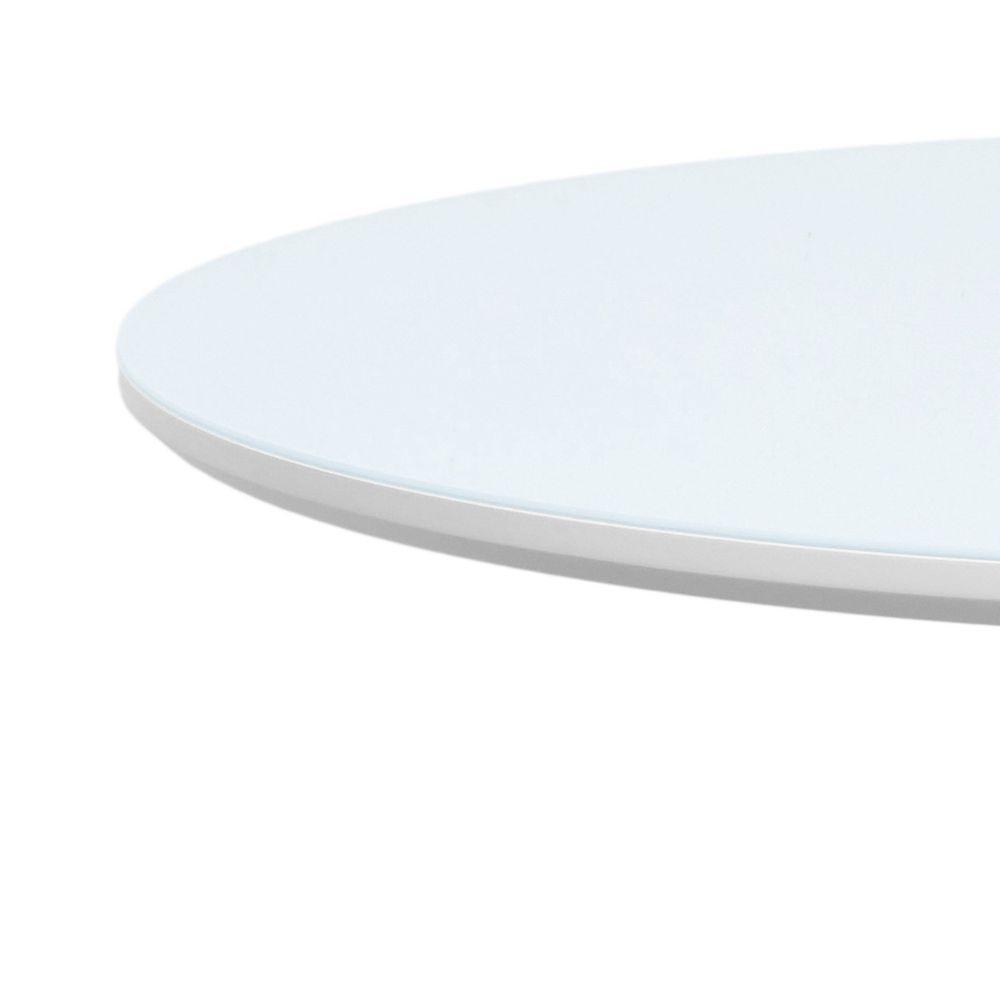 Mesa De Jantar Tampo Com Vidro Madri Madeira Maciça - Amêndoa Tampo ø150 Branco-vidro Branco - 2