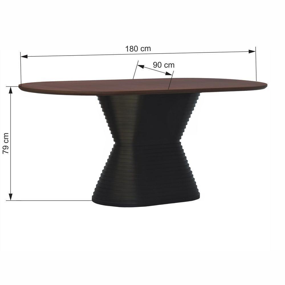 Mesa De Jantar Apollo Tampo Oblongo 180x90cm Preto-amêndoa - 5